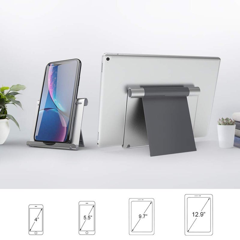 TechMatte Large iPad Stand Adjustable Foldable Aluminum Stand for iPad, iPad Pro 12.9, iPad Pro 11, iPad Air, iPad mini, iPhone 11 Pro Max XS XR, E-Readers - Image 2